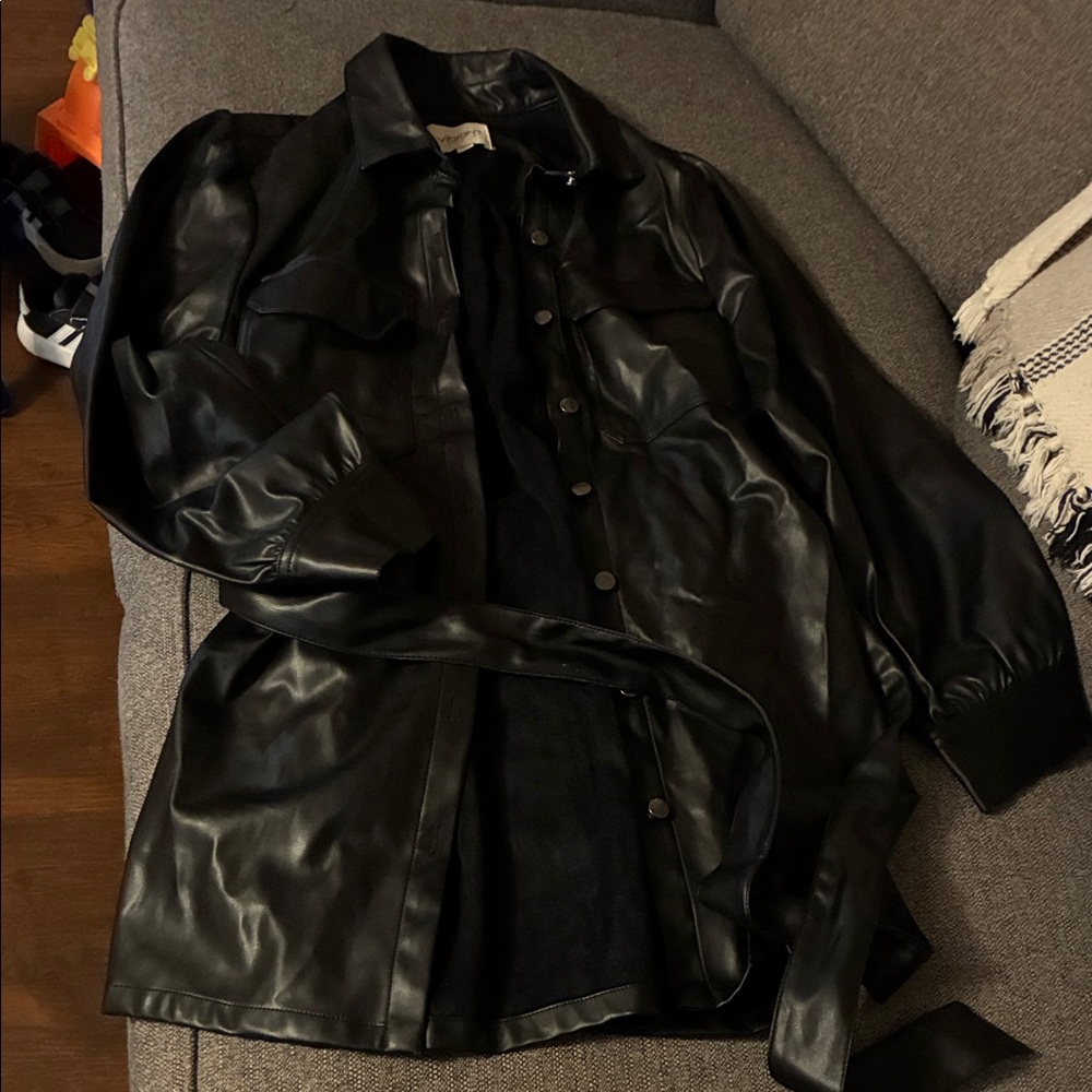 Vibrant Black Faux Leather Jacket